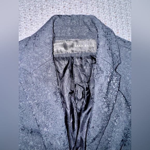 Zara Basics Black Blazer Jacket XS Textured - Picture 3 of 6